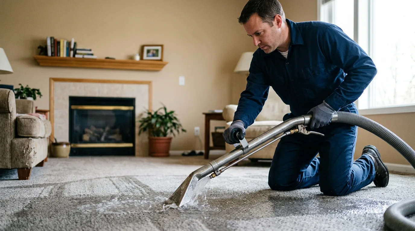 Water damage restoration technician working near Beach Haven, NJ